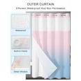 thumbnail image 2 of No Hook Ombre Blue Pink Shower Curtain with Snap in Liner Set, Abstract Art Waterproof Fabric Bathroom Curtains with See Through Top Window, Hotel Style Small 36 x 72 Inch, 2 of 7