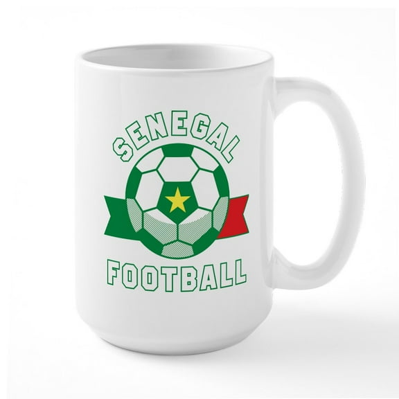 CafePress - Senegal Football Mugs - 15 oz Ceramic Large White Novelty Mug