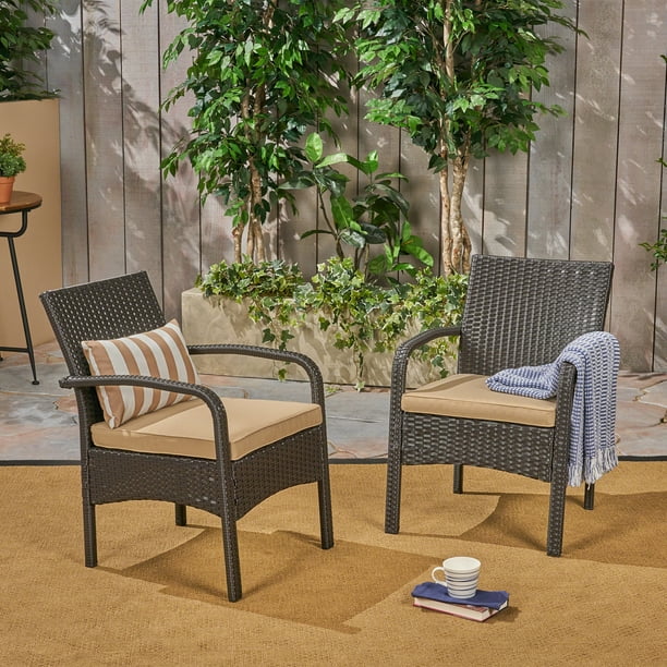 Brown Outdoor Wicker Club Chair with Cushions, Brown, Tan - Walmart.com