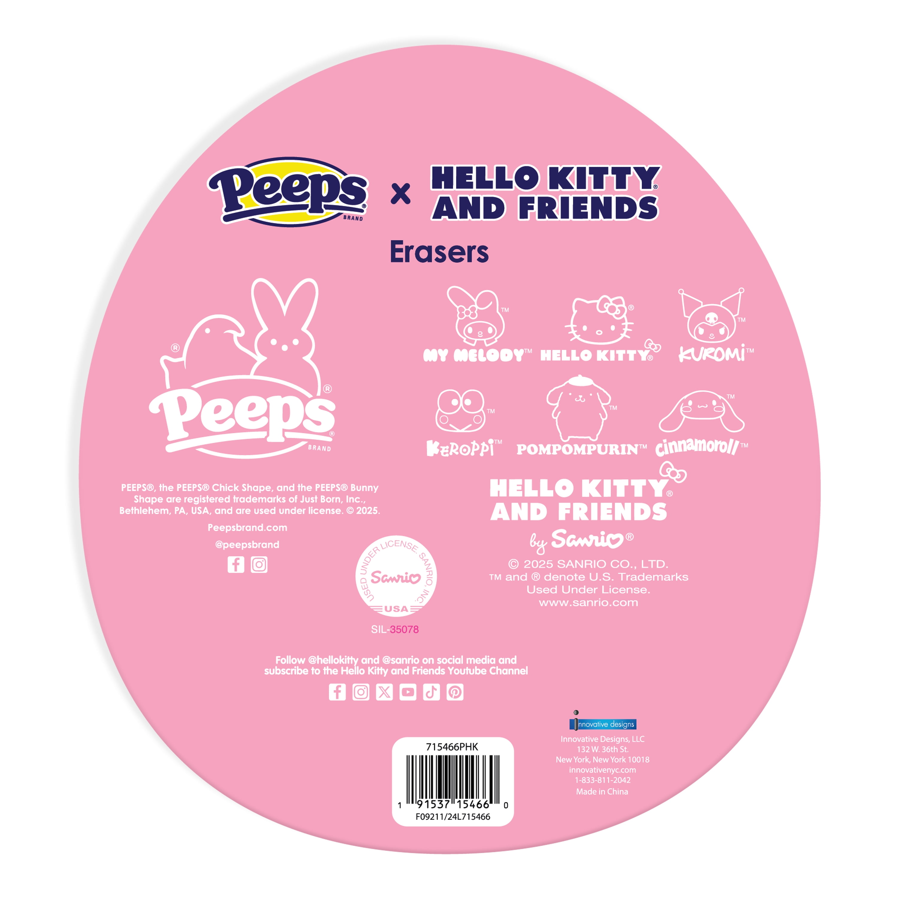 PEEPS / Hello Kitty and Friends Scented Erasers, 3 Count