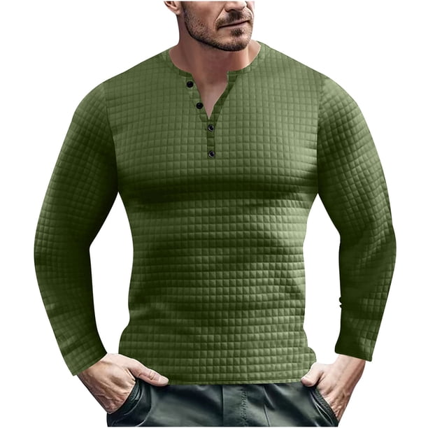 Blusas y camisas de manga larga con cuello en V para hombre, jersey de color liso con cuello en V, blusa holgada de manga larga para hombre