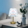thumbnail image 6 of Modern Minimalist Cone Desk Lamp Antique Bronze Base & Linen Shade Bedside Table Lamp for Bedroom Living Room, Office, Dorm Blue Floral Ornaments Medium, 6 of 8