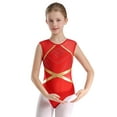 thumbnail image 2 of CHICTRY Kids Girls Shiny Sleeveless Gymnastics Leotard Ballet Dance Unitard Ice Skating Jumpsuits Red 6, 2 of 7