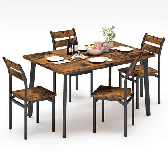 MIERES Dining Table Set for 4, Small Kitchen Table Set for 4 for Kitchen and Dining, Modern Wood Table and Chairs Set, 5-Piece Dinette Breakfast Nook