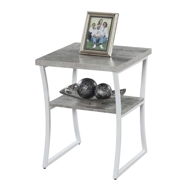 Convenience Concepts X-Calibur Table d'Appoint, Fini Bois Gris et Cadre en Métal
