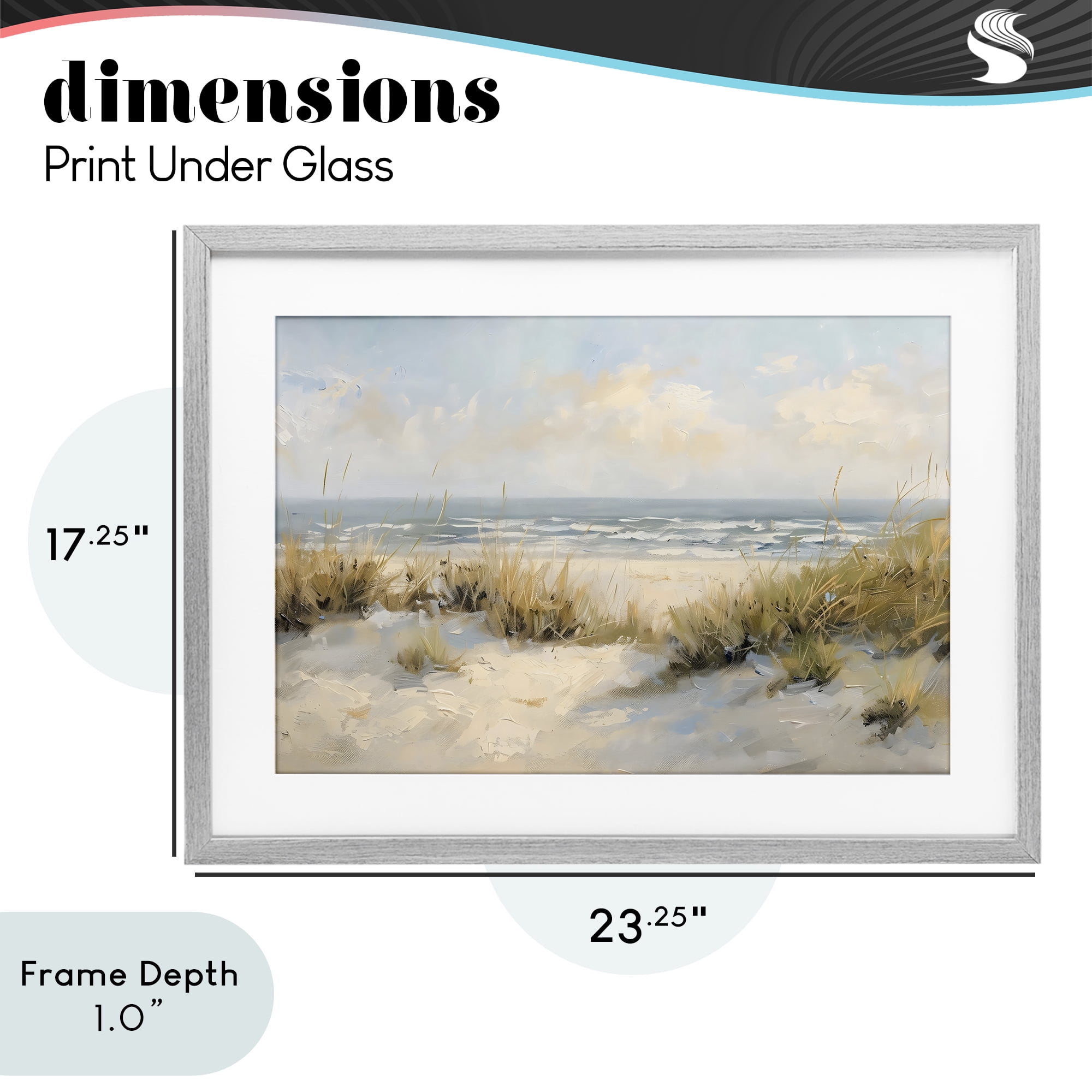 Stupell Industries Coastal Birds Over Dunes Gray Framed Print Under Glass, design by Creative Studio
