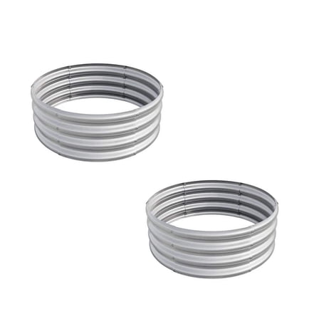 47 in. L x 47 in. W x 11 in. H Silver Metal Tall Round Raised Garden Bed (Set of 2)