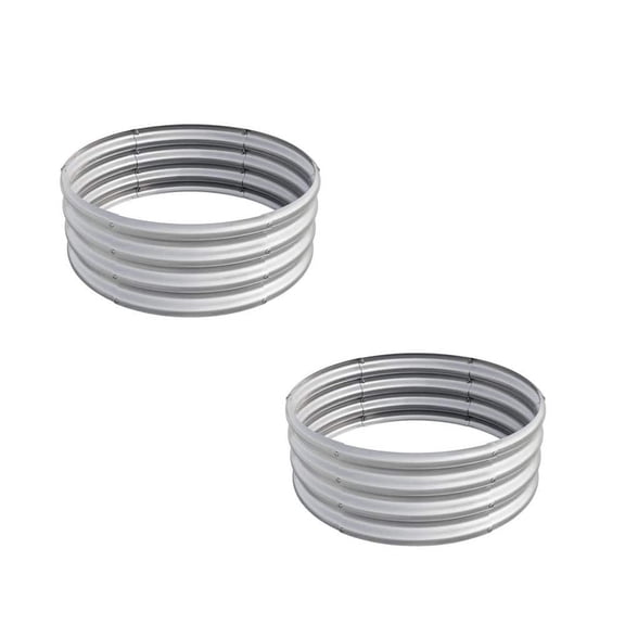 47 in. L x 47 in. W x 11 in. H Silver Metal Tall Round Raised Garden Bed (Set of 2)