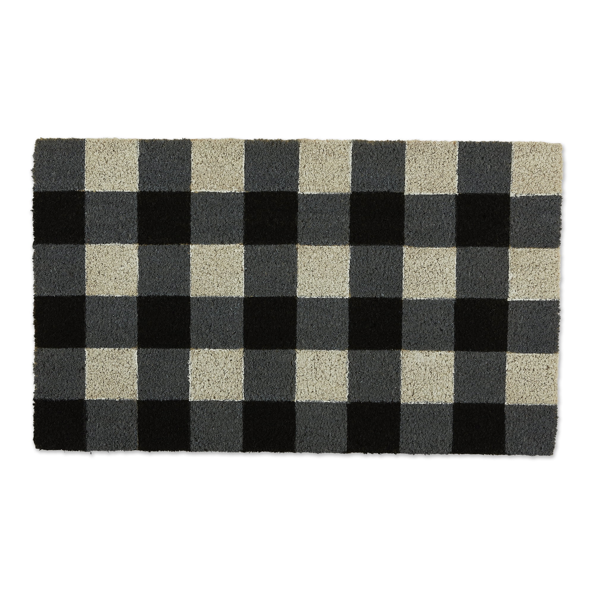 Briarwood Lane Red Checkered Welcome Coir Doormat Natural Fiber Black and Red Plaid 18 x 30 