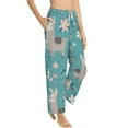 thumbnail image 2 of Fotbe Teal Mama Llama Women's Pajama Pants,Sleepwear Pants,Pj Bottoms Drawstring And Pockets-Small, 2 of 9