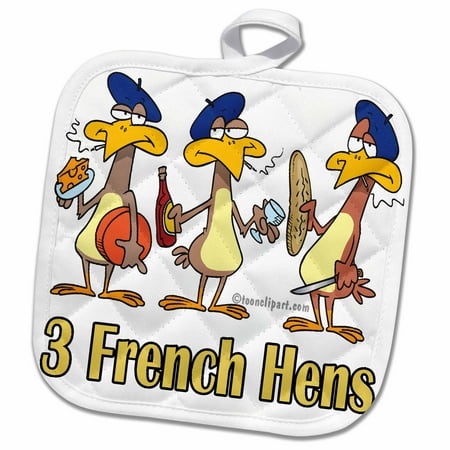 

3dRose Three French Hens - Pot Holder 8 by 8-inch