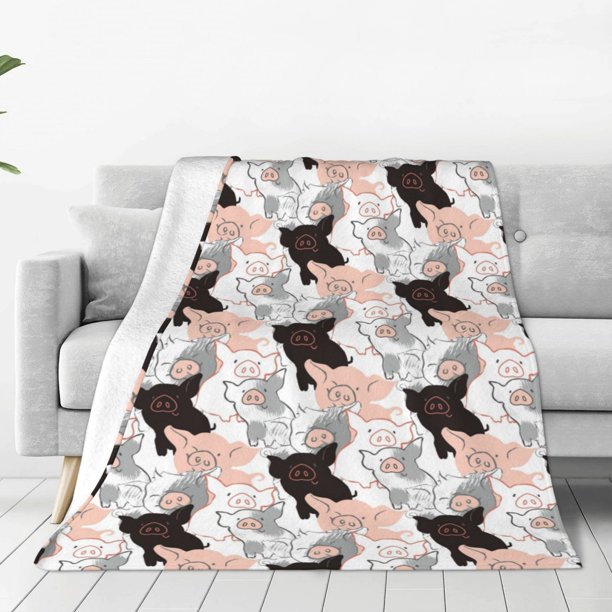 Balery Pigs Manta de Felpa Suave y Acogedora – Cobija de Franela Aterciopelada para Cama, Lavable y Cálida para Sofá, Mascotas, Transpirable-40"x30"
