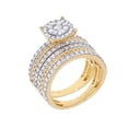thumbnail image 3 of Silver & Stone Jewels Women's 14K Gold Finish Round Cluster Engagement Ring Set with CZ Accents – 3 Piece Bridal Wedding Band Set, 3 of 7