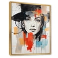 thumbnail image 2 of Designart "Stylish French Girl Charcoal" Fashion Floater Framed Wall Decor, 2 of 7