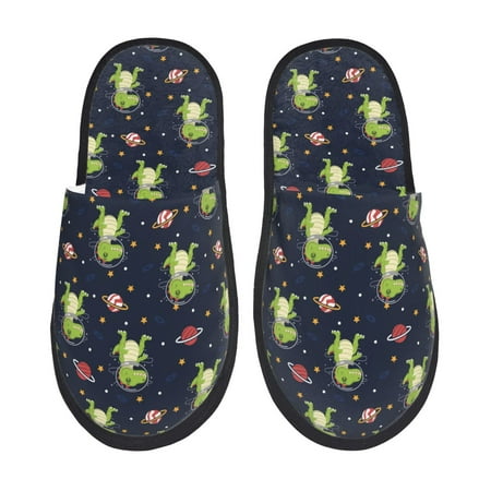 Balery Dinosaur Astronaut Slient Indoor Furry Fleece Comfort House Shoes Soft Non-Slip Home Shoes Cotton slippers House Slippers-- Large