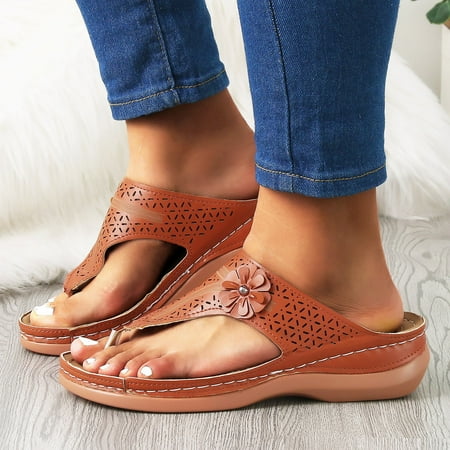 

Vedolay Casual Shoes Sandals for Women Summer Casua Flat Slippers Ring Toe Sandals White 7
