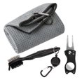 thumbnail image 2 of 3Pcs Golf Towel and Club Cleaning Brush Kit Simple Operation Divot Repair Tool with Ball Marker Golfer Set Accessories Gray, 2 of 9
