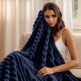 thumbnail image 4 of U by Bedsure Pageant Blue Fleece Queen Blanket for Couch - Super Soft Cozy Blankets for Women, Girls, 90x90 inches, 4 of 6