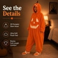 thumbnail image 6 of Frostluinai Halloween Pumpkin Jack-O'-Lantern Hooded Cozy Onesie Adult Long Sleeve Full-Body Wearable Blanket Pajamas Loungewear, 6 of 7