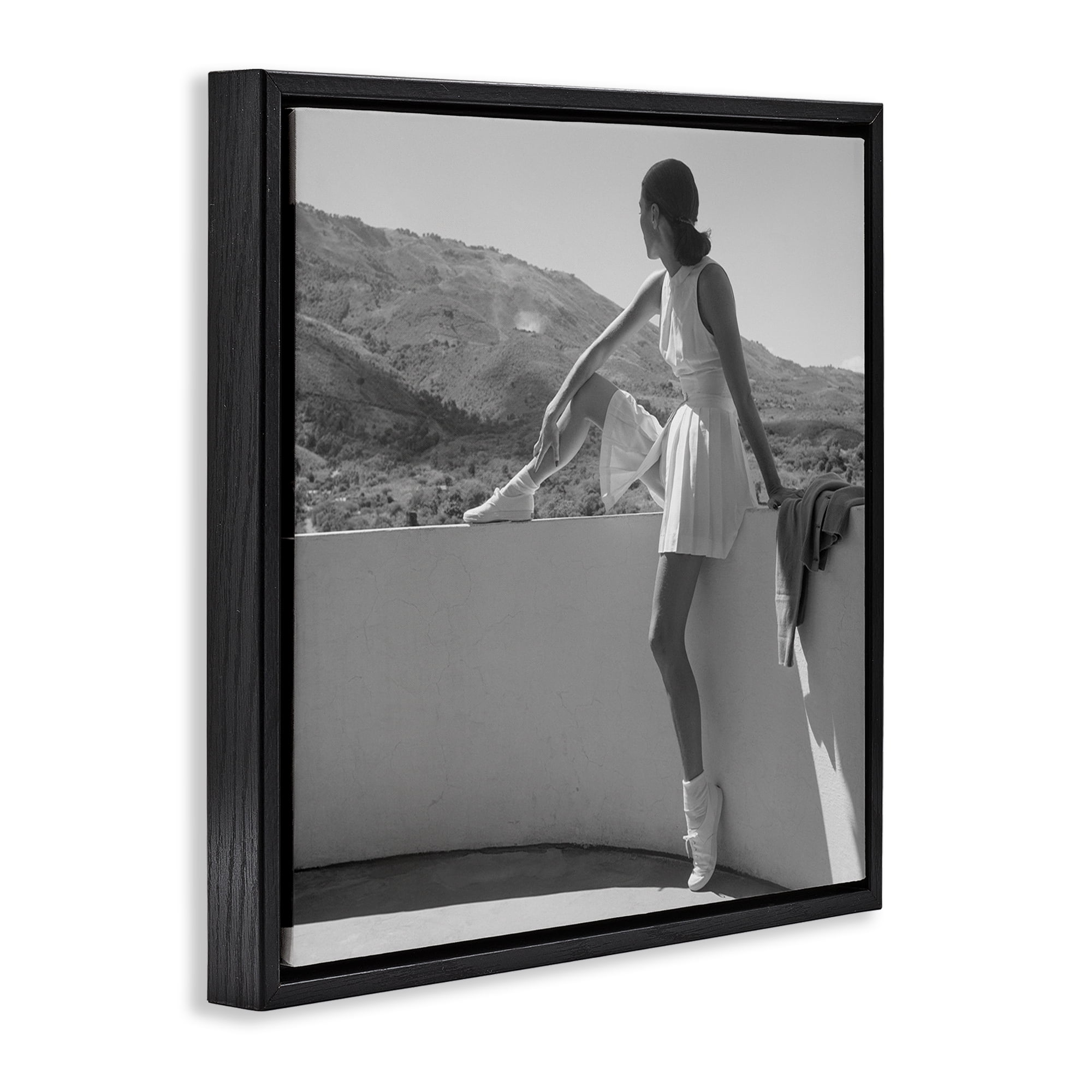 Stupell Industries Woman In Tennis Outfit Black Framed Floater Canvas Wall Art, design by Toni Frissell