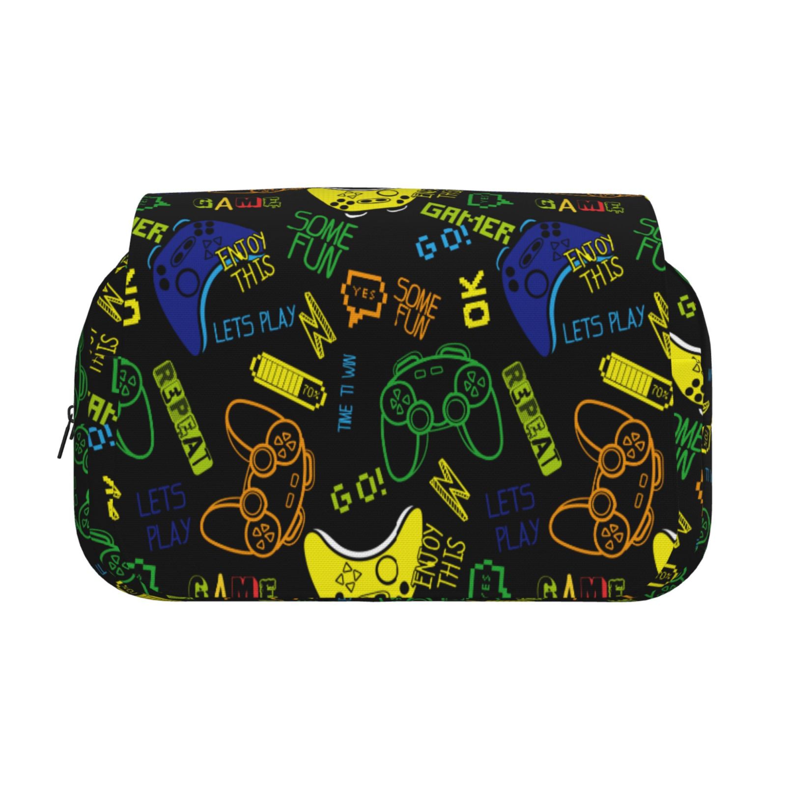 Rateoe Game Play Pattern Double Clamshell Pen Case, Storage Organizer with Two Zipper Compartments– Holds Up to 50 Pencils & Pens