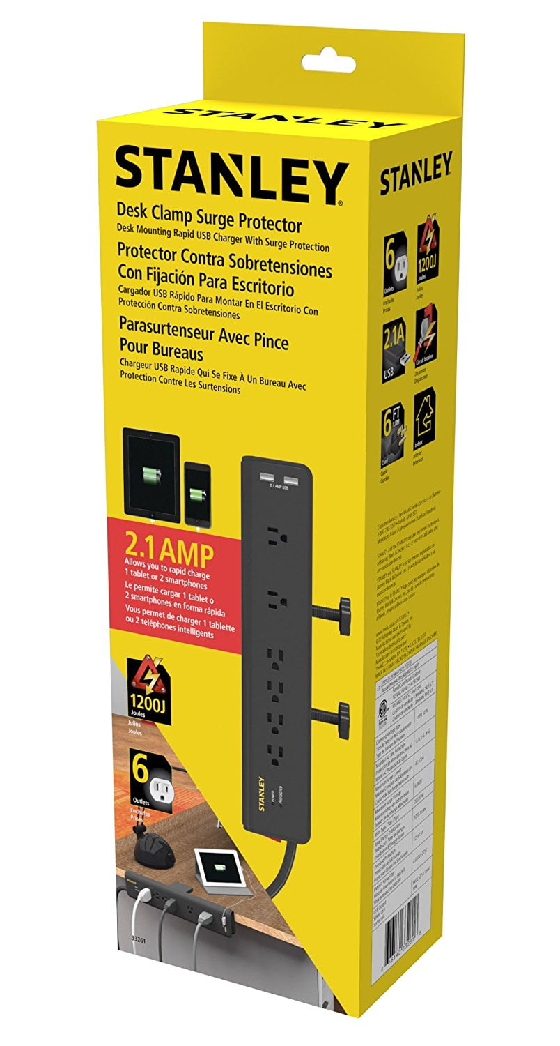 Stanley Desk Clamping Surge Protector With Usb Charging Ports Stanley Desk Clamping Surge Protector With Usb Charging Ports