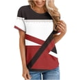 thumbnail image 1 of Fiudx Ropa de Mujer Top de Cuello Redondo de Manga Corta Insertado con Hombros Estampados Informales para Mujer a La Moda, 1 of 4