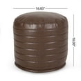 thumbnail image 3 of GDF Studio Conrail Contemporary Faux Leather Channel Stitch Pouf, Brown Cylinder, 3 of 8
