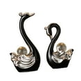 thumbnail image 5 of FashionCha 2 Pieces Swan Sculpture Ceramic Figurine Artwork Decorative Crafts Animal Statue Black, 5 of 9