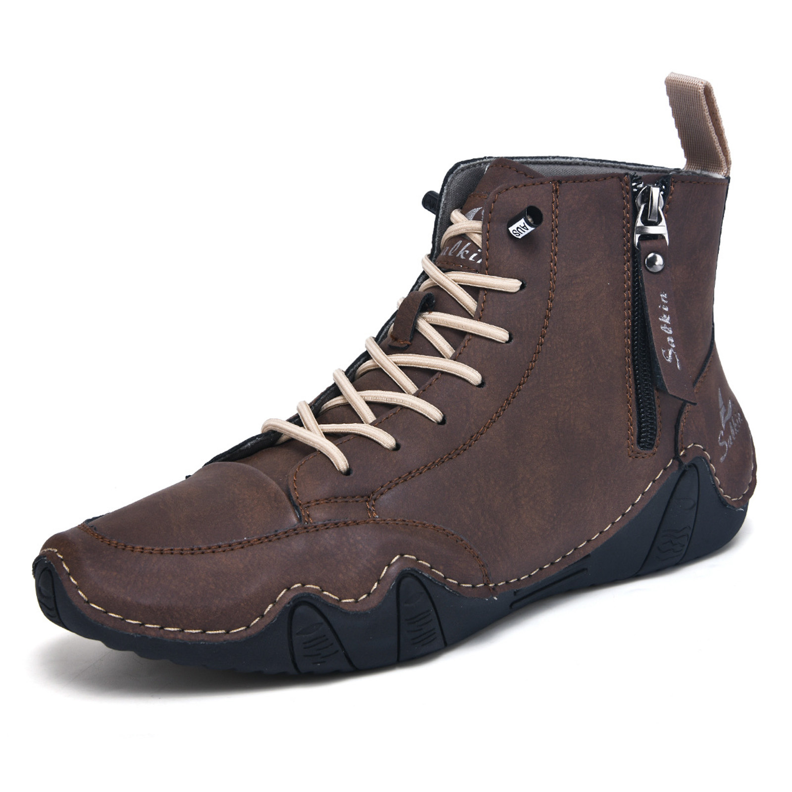 Dakaela Men's Suede Chukka Boots Lightweight Barefoot Walking Shoes High Top Slip on Hiking Sneakers