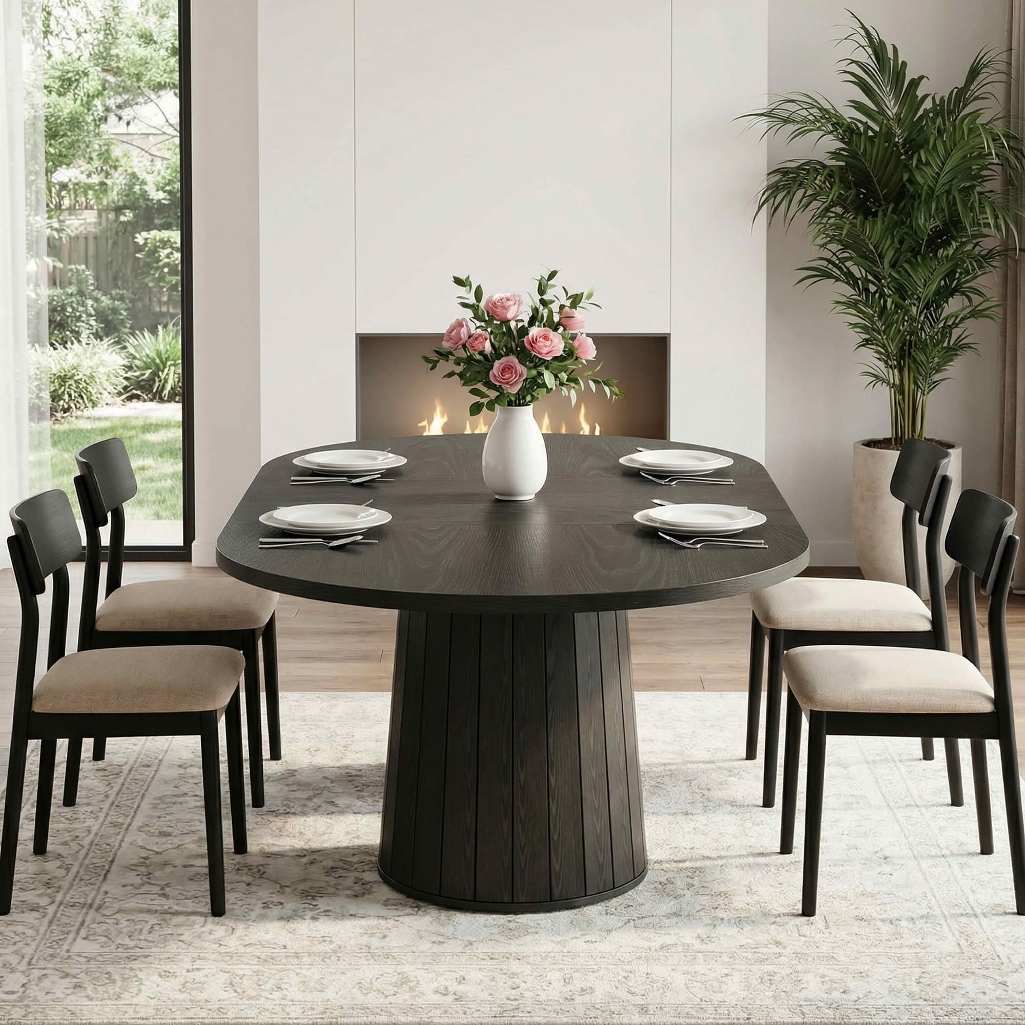 Dovelina 55" Oval Dining Table for 6, Modern Wood Multi-Purpose Dinner Table for Home, Small Apartment, Kitchen