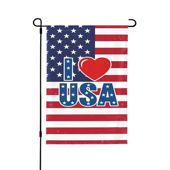 I Love Usa Garden Flag 12.5 X 18 Inch Double Sided, Decorative Flag Balcony Courtyard Indoor Welcome Garden Flag