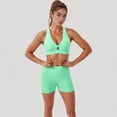 thumbnail image 2 of Women's Twist Front Sports Bra with Keyhole Cutout and Wide Shoulder Straps - Large, Green, 2 of 7