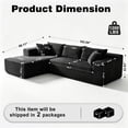 thumbnail image 2 of Xiweot 103" Cloud Sectional Couch for Living Room, Memory Foam Sectional Sofa with Deep Seat, Corduroy L Shaped Modular Sectional Couch with Left Facing Chaise, Black, 2 of 6