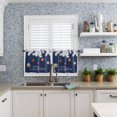 thumbnail image 2 of Blue Christmas Kitchen Curtains and Valances Set, Rod Pocket Curtains Tier Farmhouse Window Curtains 36 Inch Length, Winter White Pine Leaves Ball Snowflake 3 Piece Kitchen Curtains Set, 2 of 6