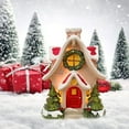thumbnail image 3 of Dserfhy Mini Christmas House Figurine Small Resin Snowy Village House Statue with Wreath And Pine Trees for Fairy Garden Holiday Decor Micro Landscape, 3 of 7