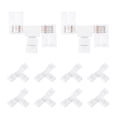 thumbnail image 1 of 10 Pcs Conectores de Tira LED de 4 Pines en forma de T de 8 mm sin soldadura y terminales extensibles para luces LED RGB, 1 of 5