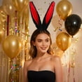 thumbnail image 7 of Bunny Ears Headband with Shapeable Wire for Dress Up and Themed Parties - Soft Headband for All Ages and Holiday Events(Black), 7 of 7