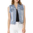 thumbnail image 1 of Unique Bargains Women's Turn Down Collar Button Denim Washed Vest, 1 of 6