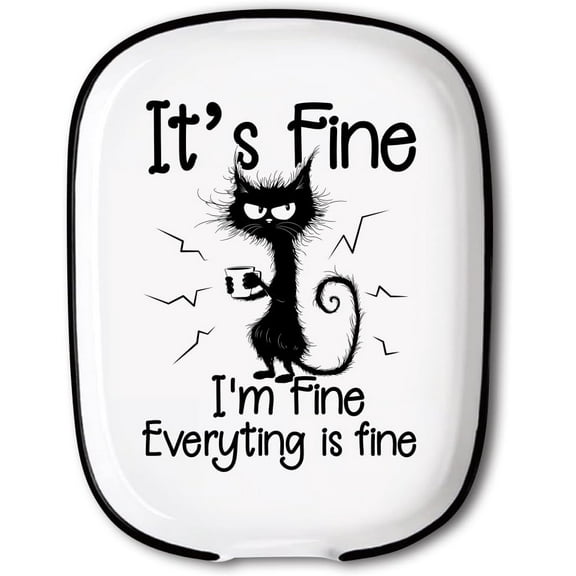 Spoon Rest for Stove Top Cat Pattern 4.52"x5.9" Large Spoon Holder Heat Resistant Utensil Holder Kitchen Counter Decor for Cooking Lover Mixed Color