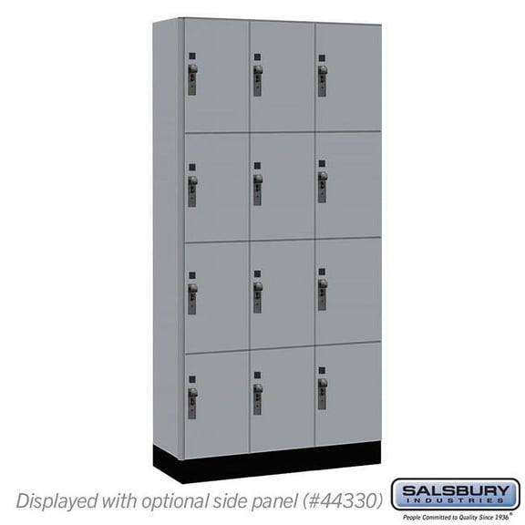 Salsbury Industries 44365WF 12 in. Wide Premier Wood Locker - Four Tier - 3 Wide - 6 ft. High - 15 in. Deep - Winter Fog - Hasp
