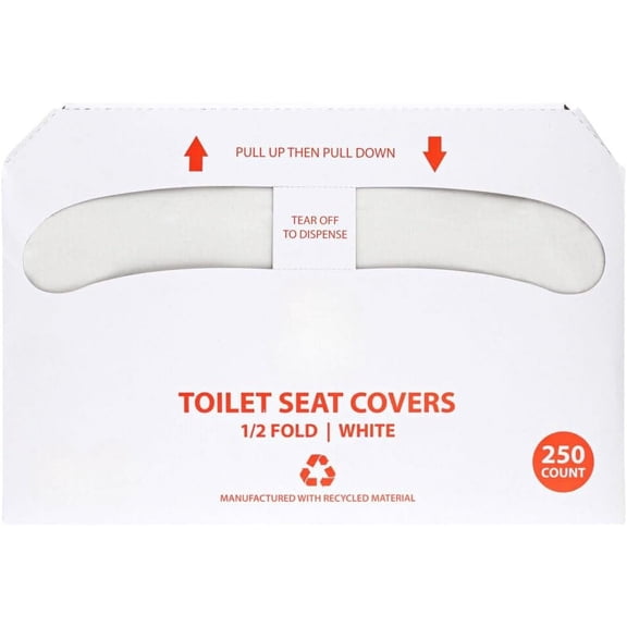 EcoQuality White Disposable Paper Toilet Seat Covers, Flushable (250)