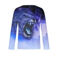 thumbnail image 3 of Yaoyar Men's T-Shirt Novelty Long Sleeve Tops 3D Lion Graphic Print Pullover Blouses Casual Round Neck Leisure Holiday Tees,Purple,M, 3 of 6