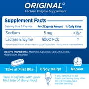 Lactaid Original Strength 9000 FCC Lactase Enzyme Caplets, Lactose Intolerance, 120 Count