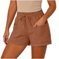 thumbnail image 2 of Womens Shorts Summer Casual Loose Elastic Waist Drawstring Comfy Lightweight Beach Shorts with Pockets, 2 of 7