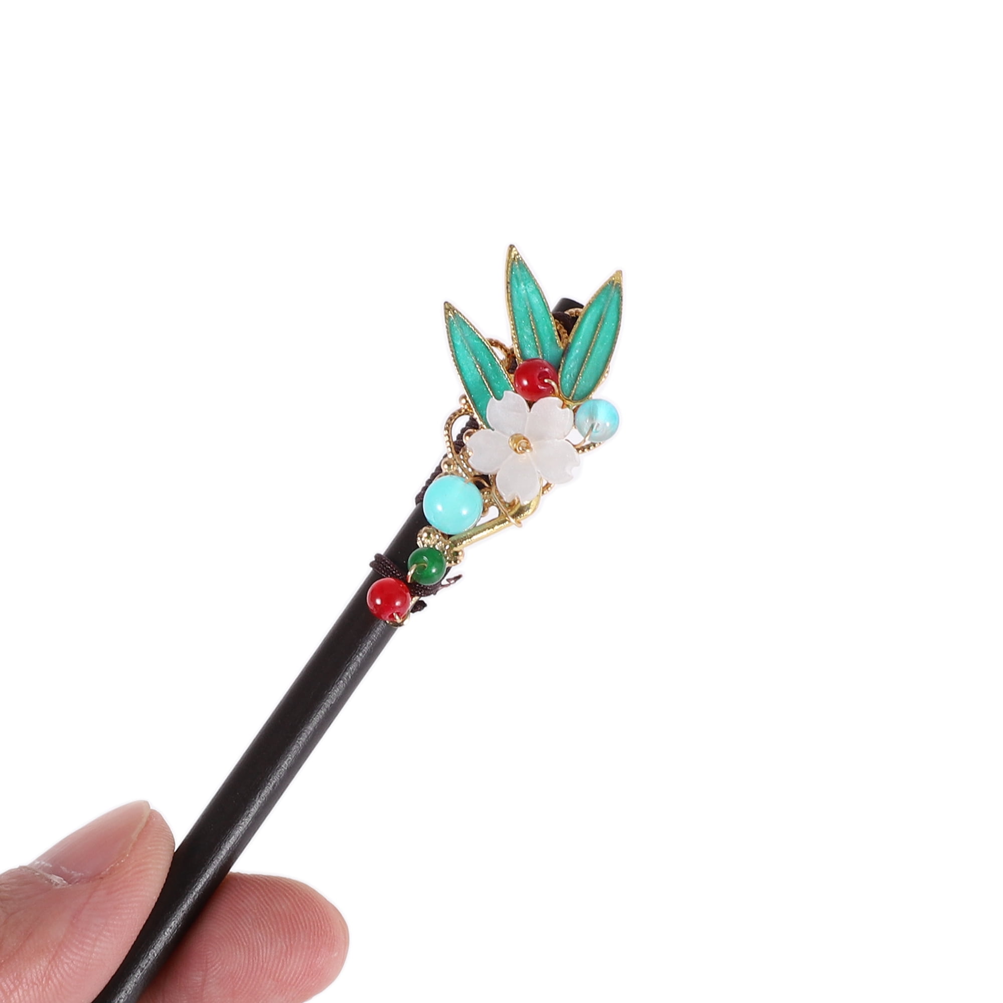 Unique Bargains Leaves Gardenia Hair Chopstick for Women 1 Pc Black, White, Blue
