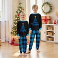 thumbnail image 5 of Family Matching Christmas Pajamas Set Blue Black Holiday Pajamas Sleepwear, 5 of 7