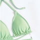 thumbnail image 4 of Traje de baño para mujer, traje de baño de cuatro piezas, bikini liso con vendaje, push-up, acolchado, traje de baño, conjunto de ropa de playa, trajes de baño para mujer, 4 of 5