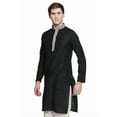 thumbnail image 3 of In-Sattva Men's Indian Embroidered Banded Collar and Placket Royal Kurta Tunic; Black; XXL, 3 of 3