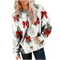 thumbnail image 5 of LEBONYARD Women's Trendy Crew Neck Hooded Drawstring Christmas Printing Pullover Sweatshirts Casual Long Sleeved Round Neck Loose Warm Fit Sweatshirts, 5 of 7